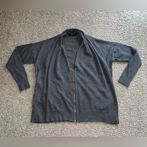 Zara Knit Charcoal Gray Zip Front Cardigan Sweater Sz L